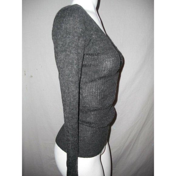 Planet Funk Women's V-Neck Sweater Heather Black Gray Small - Picture 4 of 7